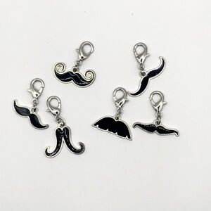 Black Mustache Charms Set of 6